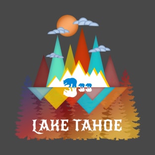 Lake Tahoe Nature Life Outdoors Mountains Bear Lover Abstract Triangles T-Shirt