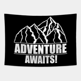 Adventure Awaits Mountain Art Tapestry