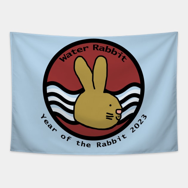 Water Bunny Rabbit Year of the Rabbit 2023 Tapestry by ellenhenryart