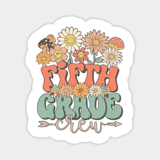 Back To School Retro Groovy Wildflower Fifth Grade Crew Funny Teacher Girls Magnet