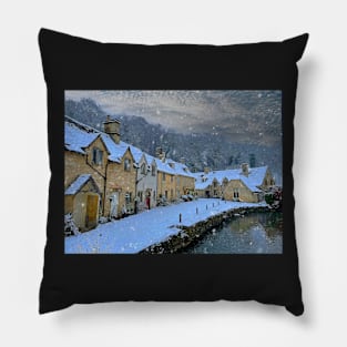 Castle Combe in the snow Pillow