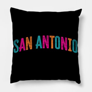 San Antonio Arched Distressed Letters Pillow