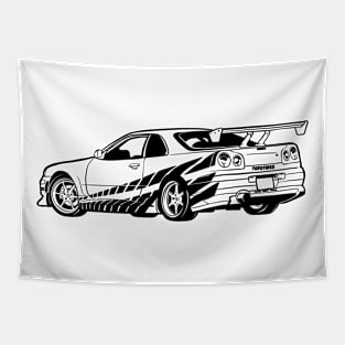 R34 GTR Skyline Turbo JDM Tuning Car 90s Retro Tapestry