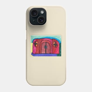 Red House with Blue Sky and Violet, Sand and Green Phone Case