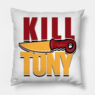 Kill Tony Cartoon Knife Design In Red And Yellow Outlined Pillow