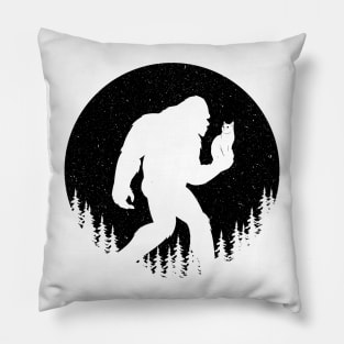 Funny Bigfoot Holding Cat Pillow