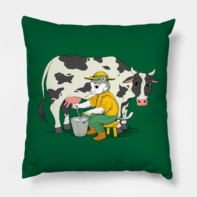 Cat Farmer Pillow by Tobe_Fonseca
