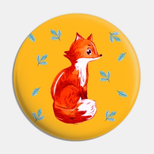 Fox Painting Hand Drawn Pin