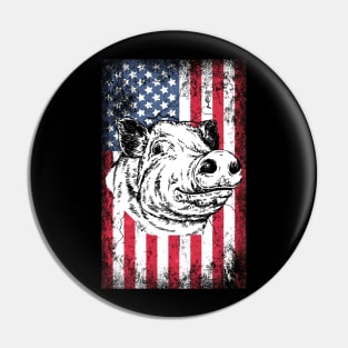 Patriotic Pig American Flag Pin