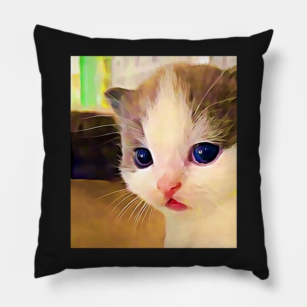 illegally smol baby kitty Pillow by gristiannn