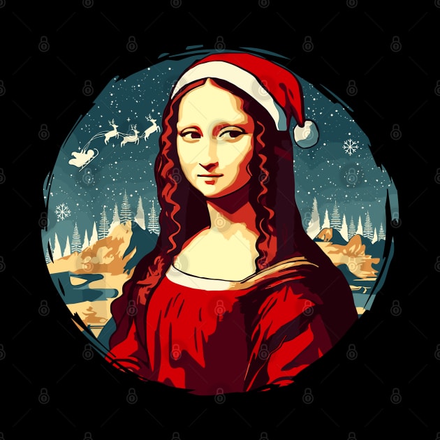 Mona Lisa Santa Hat Funny Christmas Art For Men Women by StarMa