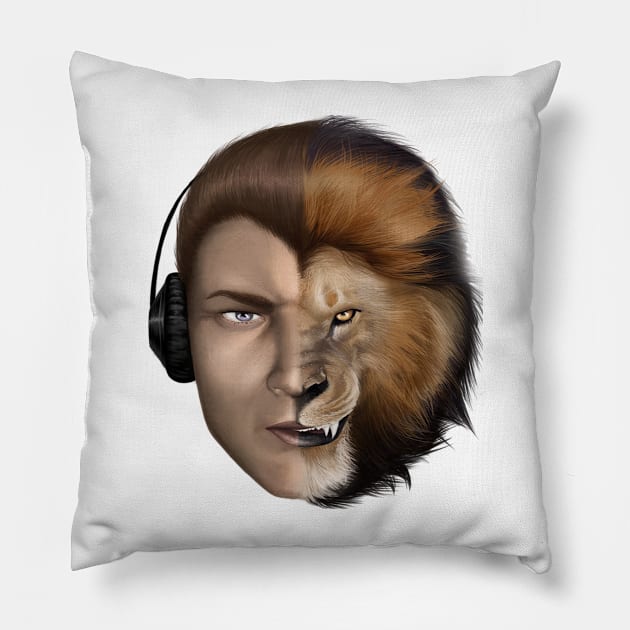 BORN READY - Lion Tee Pillow by fearlessmotivat