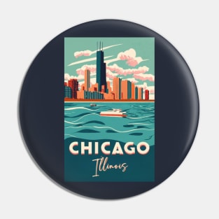 A Vintage Travel Art of Chicago - Illinois - US Pin