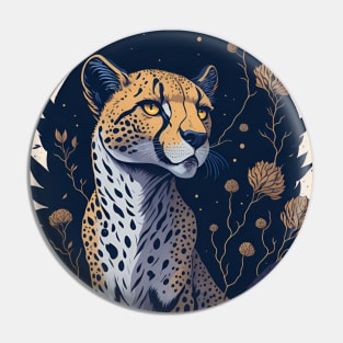 Cartoon Leopard In Vintage Retro Style Pin