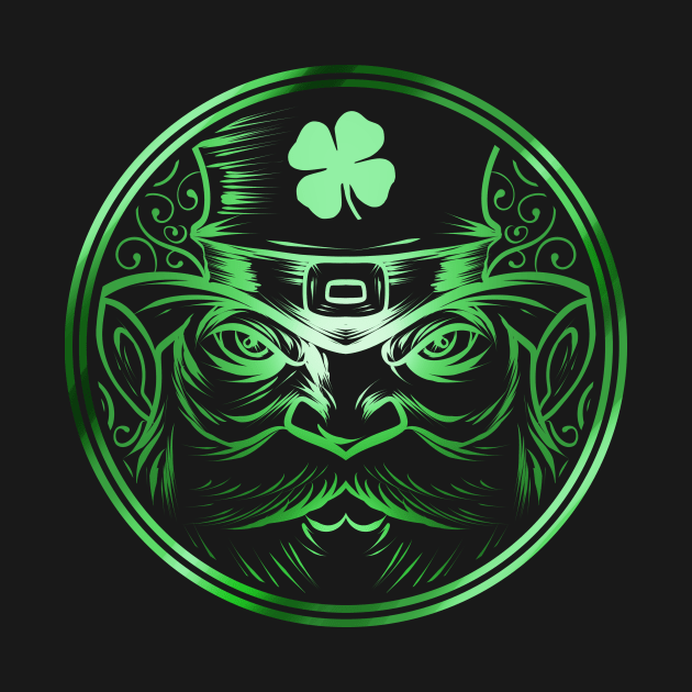 Stylized Green Leprechaun Logo Shamrock St Patricks Day by SinBle