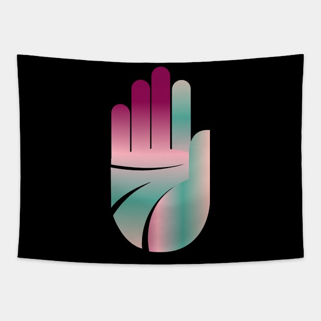 Self-defense icon in vintage pink turquoise Tapestry by Qwerdenker Music Merch