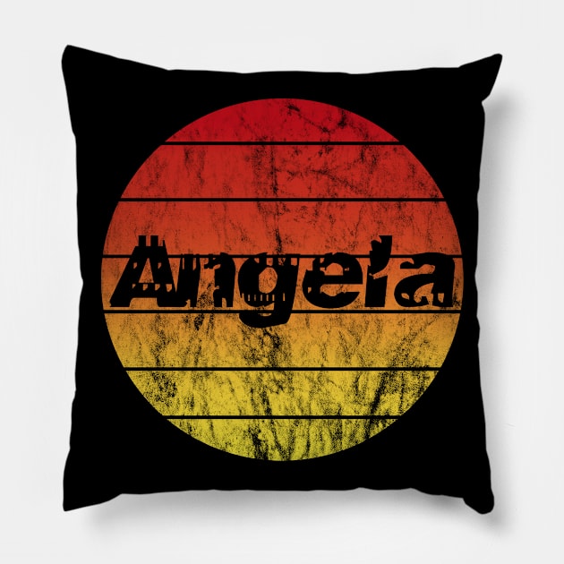 Name Angela Vintage Sunset Pillow by BK55