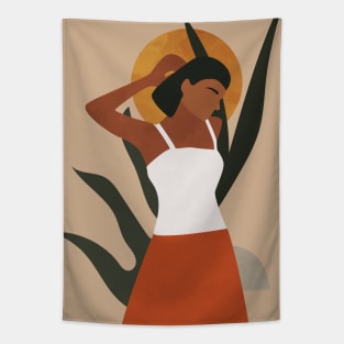 Indian Woman, Modern Boho Art Tapestry