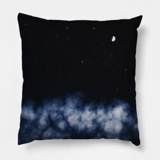 Contrail moon on a night sky Pillow