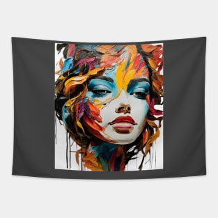 Oil Painted Girl's Face Tapestry