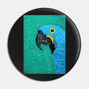 Blue Parrot Pop Art Painting Pin