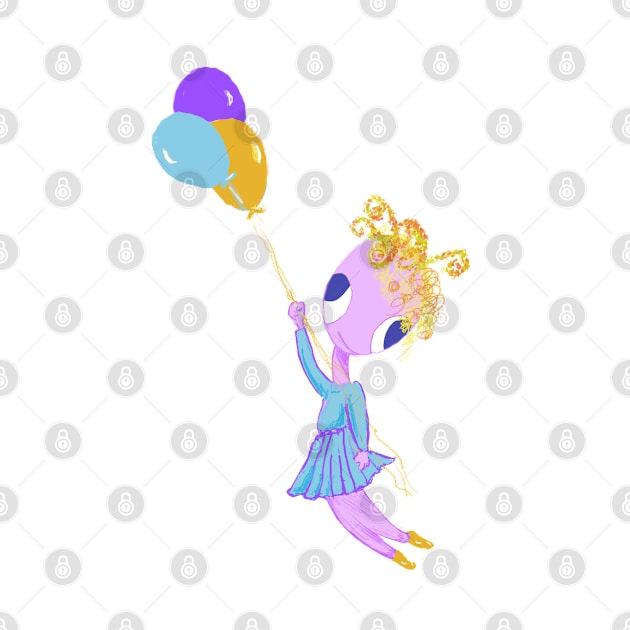 LIttle ballet dancer with balloons. by Peaceful Pigments