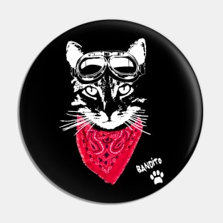 Biker Cat Bandito Pin