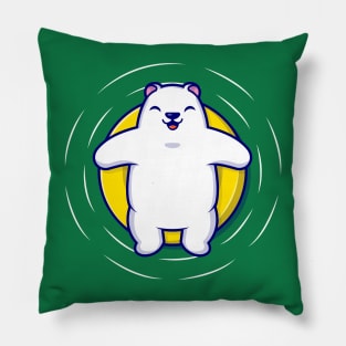 Cute Polar Bear Floating With Swimming Tires Pillow