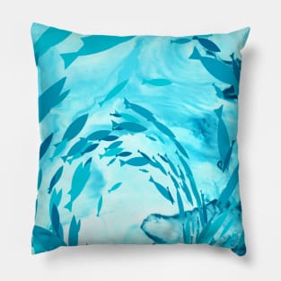 OCEAN WAVE AND SWIMMING FISH Pillow