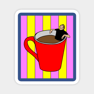 Coffee Cup Bathing Drinking Crazy Magnet