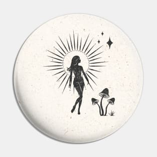 Walking Sun Mushroom Goddess Pin