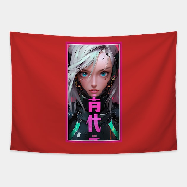 Anime Race Girl | Quality 3D Anime Artwork | Pink Red Black Blue Chibi Manga Anime Art Tapestry by AlNoah