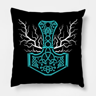 The hammer of Thor with lightning - Mjolnir Pillow