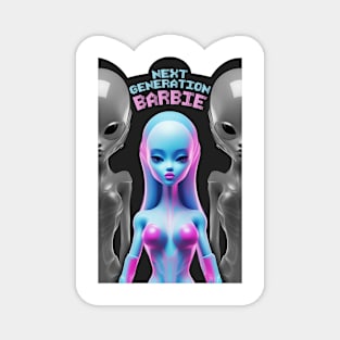 next generation future alien Barbie graphic illustration design by ironpalette Magnet