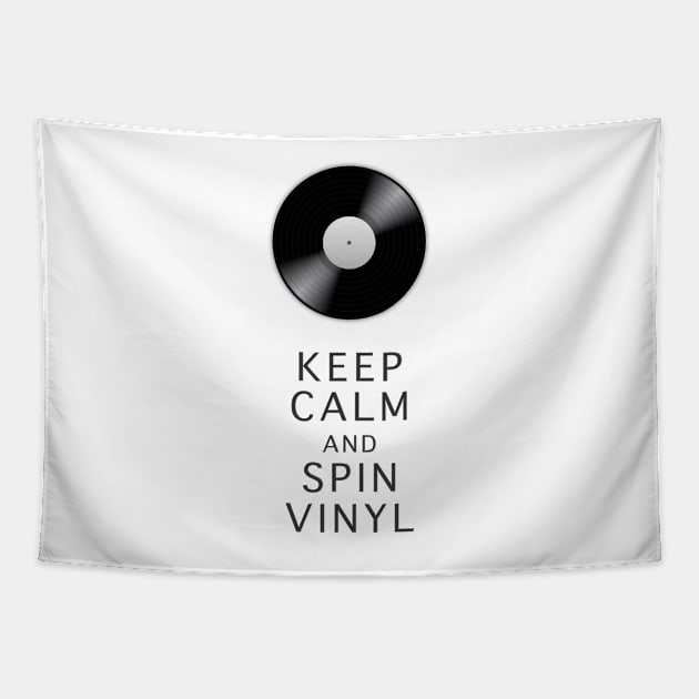 KEEP CALM and spin vinyl Tapestry by Dennson Creative