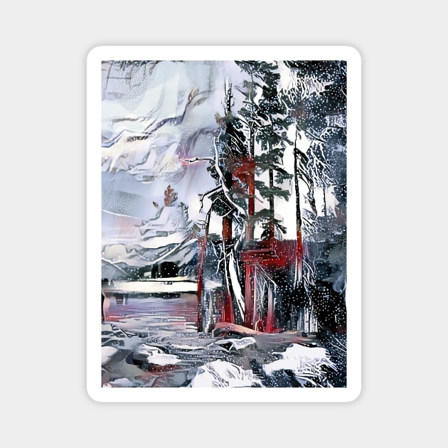 Winter Lake Scenery Magnet by ArtlyStudio