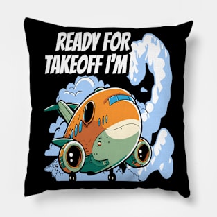 Ready for Takeoff I'm 2 - 2nd Birthday Boy Airplane Theme Pillow