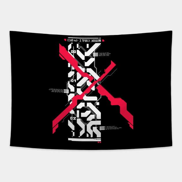 Cyberpunk Robotic Rules Tapestry by Kiboune