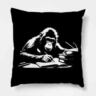 monkey writing a book Pillow