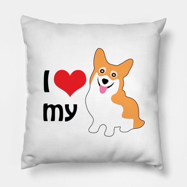 I Love My Pembroke Welsh Corgi Pillow by AntiqueImages