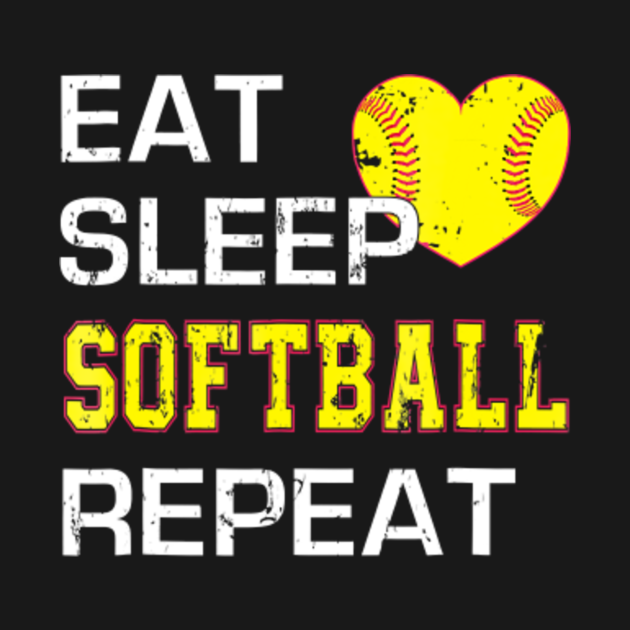 Funny Softball TShirt Eat Sleep Softball Repeat Funny Softball Eat