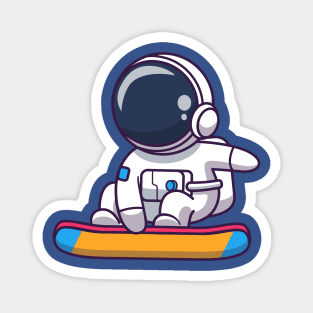 Cute Astronaut Surfing In Space Cartoon Magnet