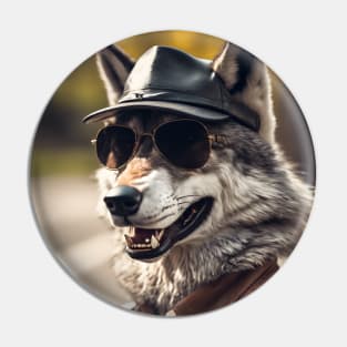 funny wolf Pin
