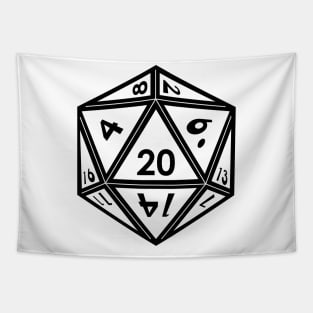 Transparent D20 Dice (Black Outline) Full Size Tapestry