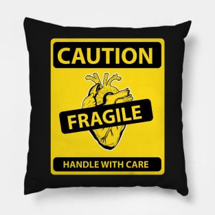 Caution Fragile Heart Pillow