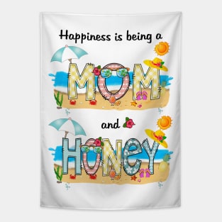 Happiness Is Being A Mom And Honey Summer Beach Happy Mother's Tapestry