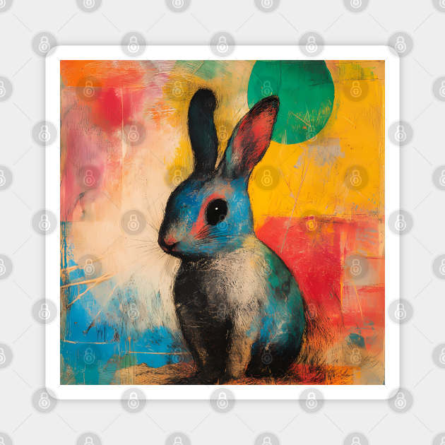 Rabbit - Watercolor Style Cute Animal Magnet by TuncGK