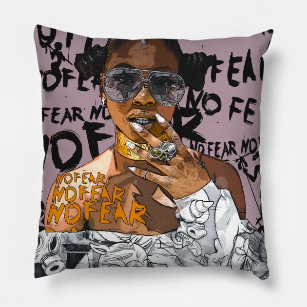 Bantu No Fear Strong Black Woman Pillow by Glass Table Designs