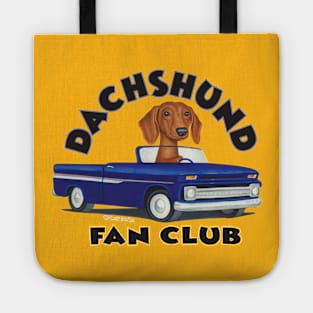 Funny cute Dachshund Doxie dog in fun riding classic vintage truck Tote