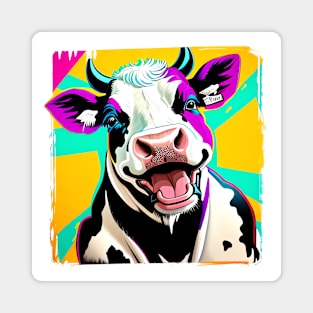 Modern Abstract Pop Art Style Laughing Cow Drawing Magnet